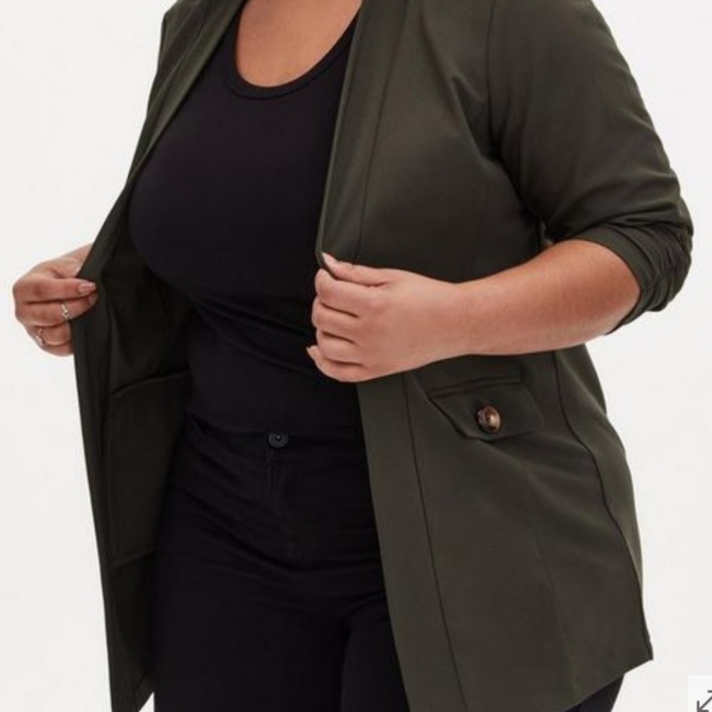 Torrid Olive Green Collarless Jacket - image 1